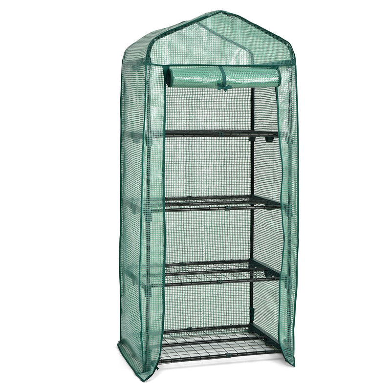 Mini Greenhouse with 4-Tier Rack and Weatherproof PE Cover - Relaxacare