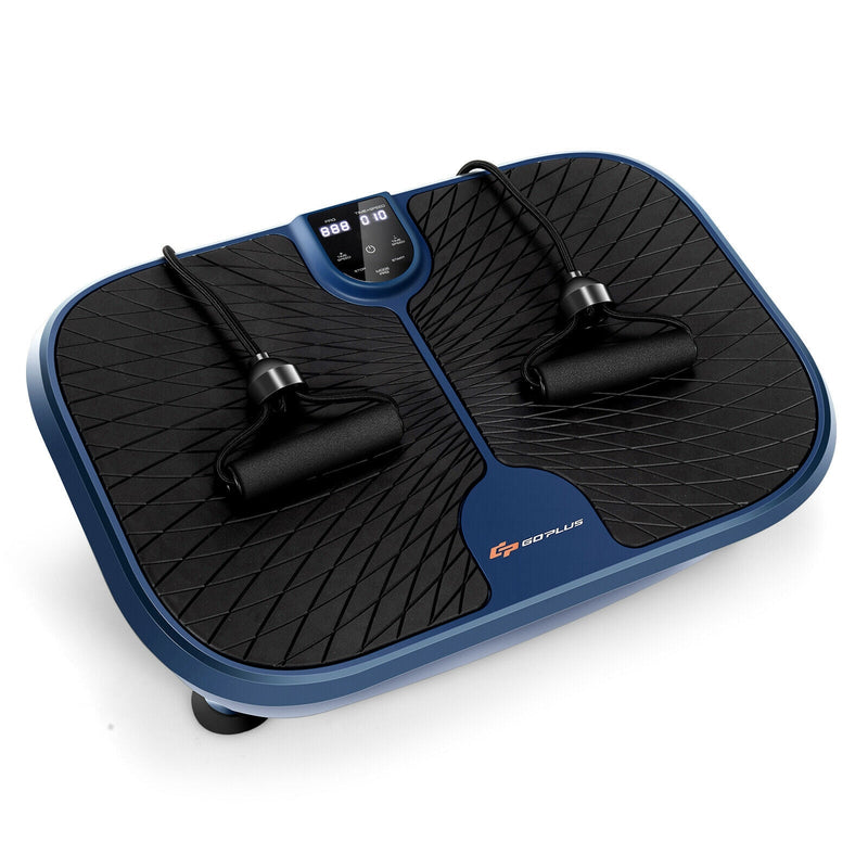 Mini Vibration Fitness Plate Machine with Remote Control and Loop Bands-Blue - Relaxacare