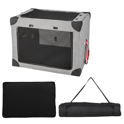 M/L/XL 3-Door Dog Crate with Removable Pad and Metal Frame - Relaxacare