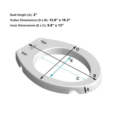 MOBB 2" Elongated Raised Toilet Seat - Relaxacare