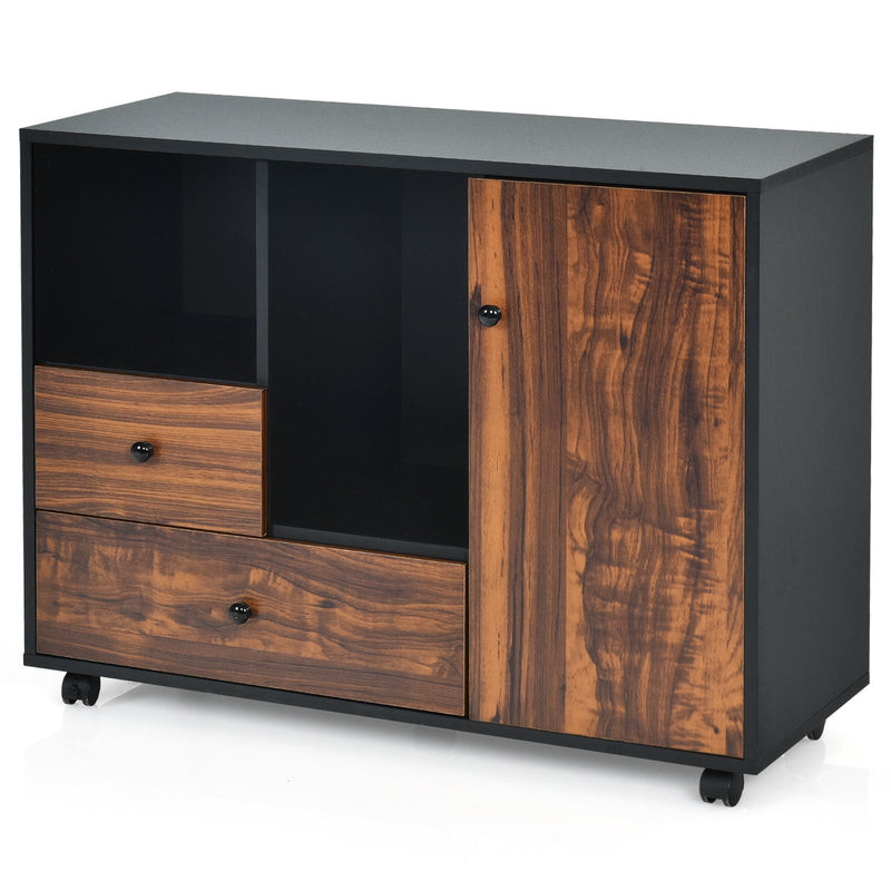 Mobile Filing Cabinet 2 Drawers with Open Shelves for Home and Office - Relaxacare