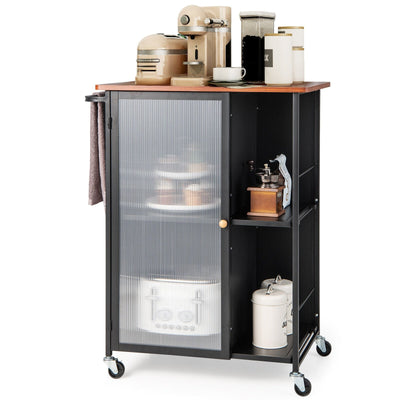 Mobile Serving Cart with Transparent Single Door Cabinet - Relaxacare