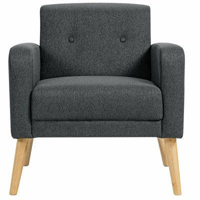 Modern Accent Chair Upholstered Linen Armchair with Rubber Wood Legs-Gray - Relaxacare
