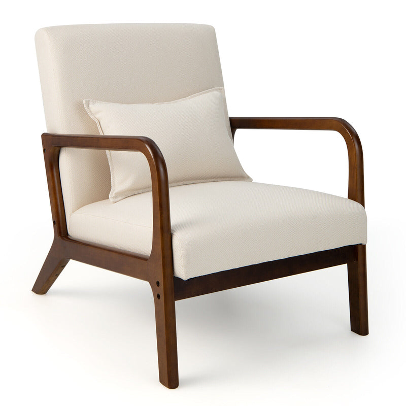 Modern Accent Chair with Rubber Wood Frame and Lumbar Pillow - Relaxacare