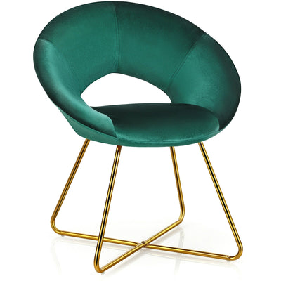 Modern Accent Velvet Dining Arm Chair with Golden Metal Legs and Soft Cushion - Relaxacare