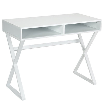 Modern Computer Desk Makeup Vanity Table with 2 Storage Compartments - Relaxacare