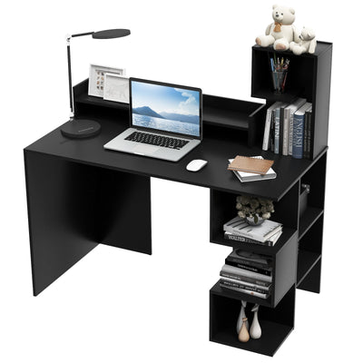 Modern Computer Desk with Storage Bookshelf and Hutch for Home Office - Relaxacare