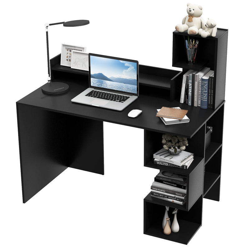 Modern Computer Desk with Storage Bookshelf and Hutch for Home Office - Relaxacare