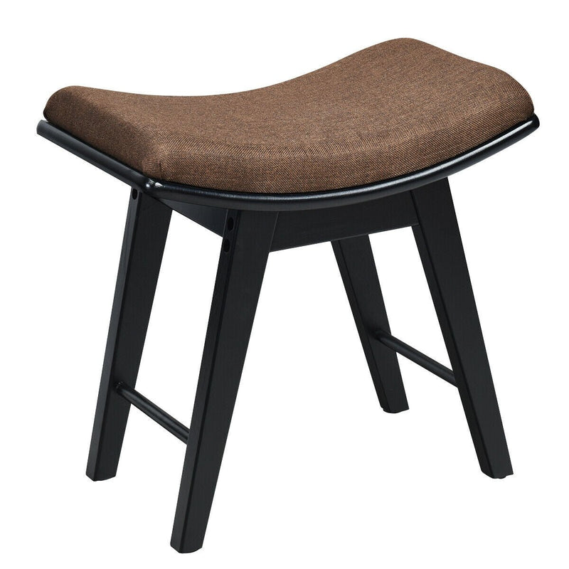 Modern Dressing Makeup Stool with Concave Seat Rubberwood Legs-Black - Relaxacare