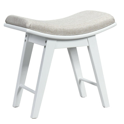 Modern Dressing Makeup Stool with Concave Seat Rubberwood Legs-White - Relaxacare