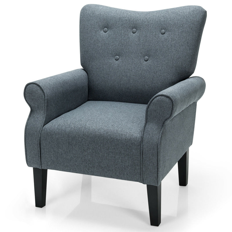 Modern Fabric Armchair with Rubber Wood Legs-Gray - Relaxacare