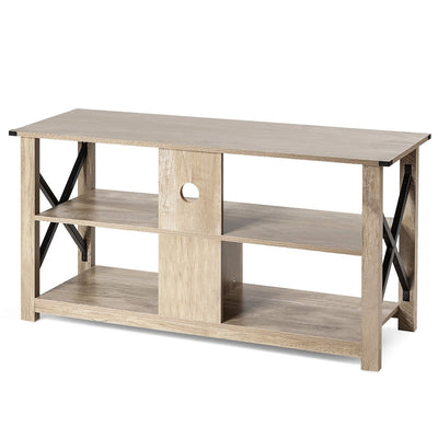 Modern Farmhouse TV Stand Entertainment Center for TV's up to 55-Inch with Open Shelves - Relaxacare