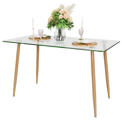 Modern Glass Rectangular Dining Table with Metal Legs - Relaxacare