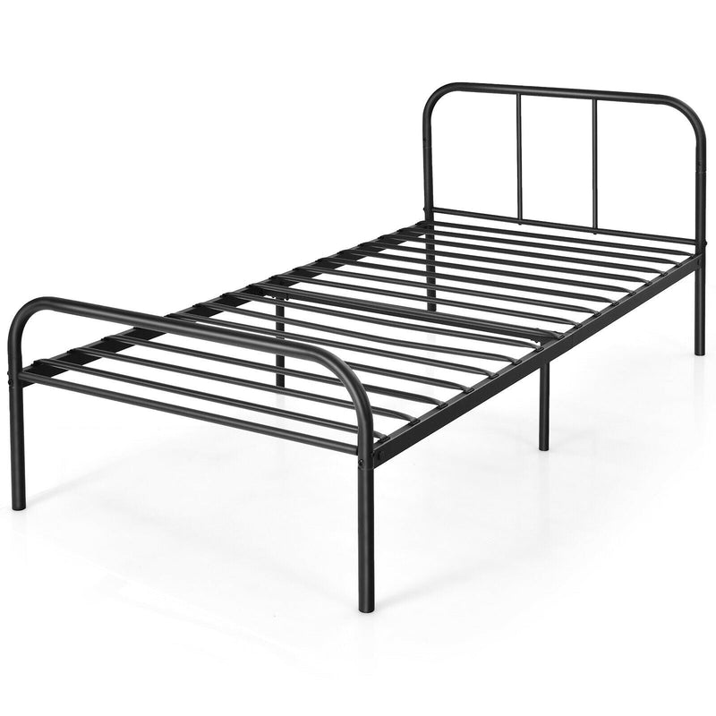 Modern Metal Bed Frame with Curved Headboard and Footboard-Twin Size - Relaxacare