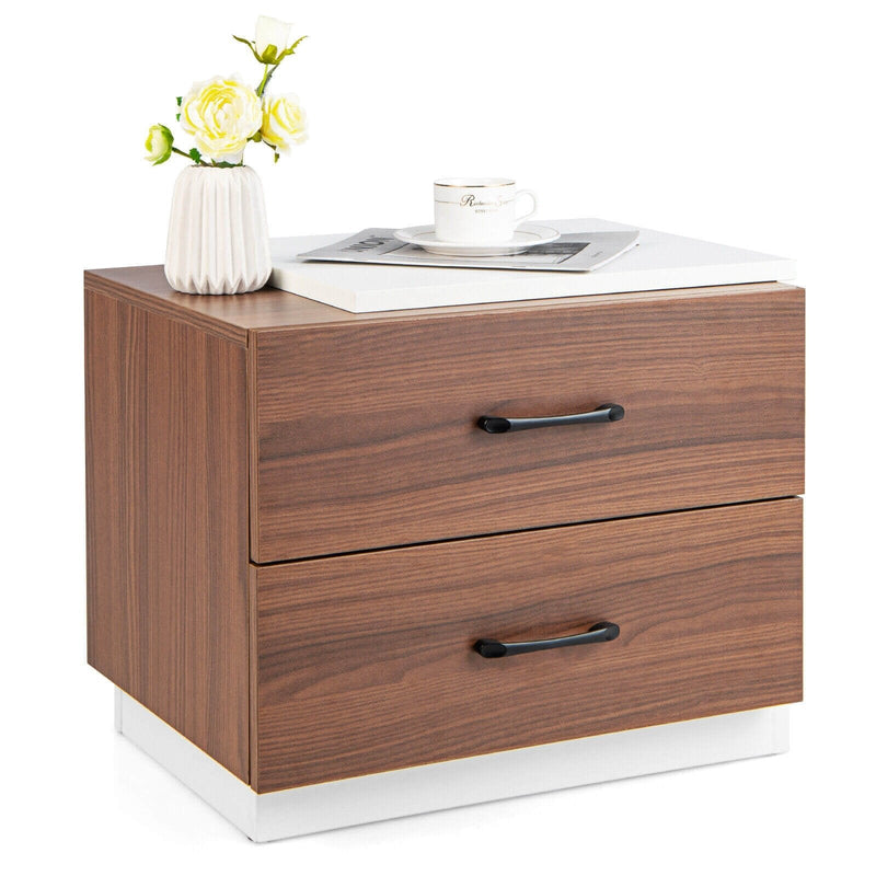 Modern Nightstand with 2 Drawers for Bedroom Living Room - Relaxacare