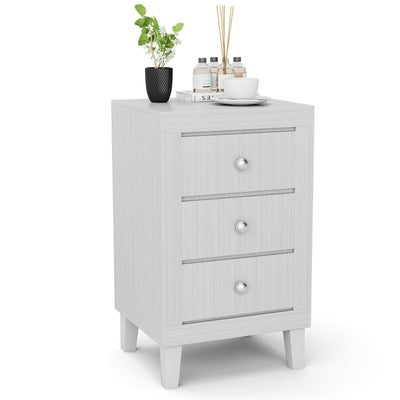 Modern Nightstand with 3 Drawers for Bedroom Living Room-White - Relaxacare