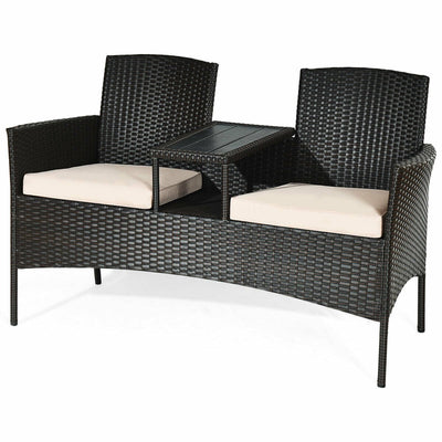 Modern Patio Set with Built-in Coffee Table and Cushions - Relaxacare