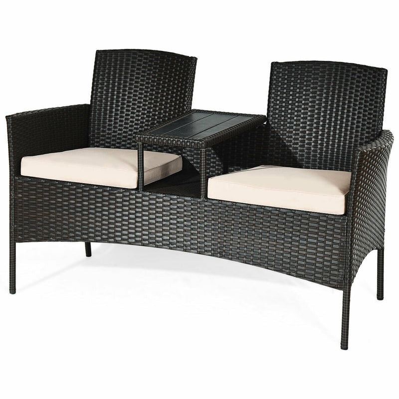 Modern Patio Set with Built-in Coffee Table and Cushions - Relaxacare