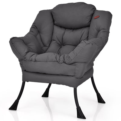 Modern Polyester Fabric Lazy Chair with Side Pocket-Gray - Relaxacare