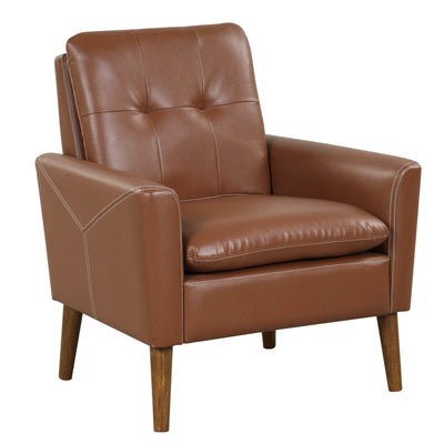 Modern PU Leather Accent Chair with Solid Wood Legs - Relaxacare