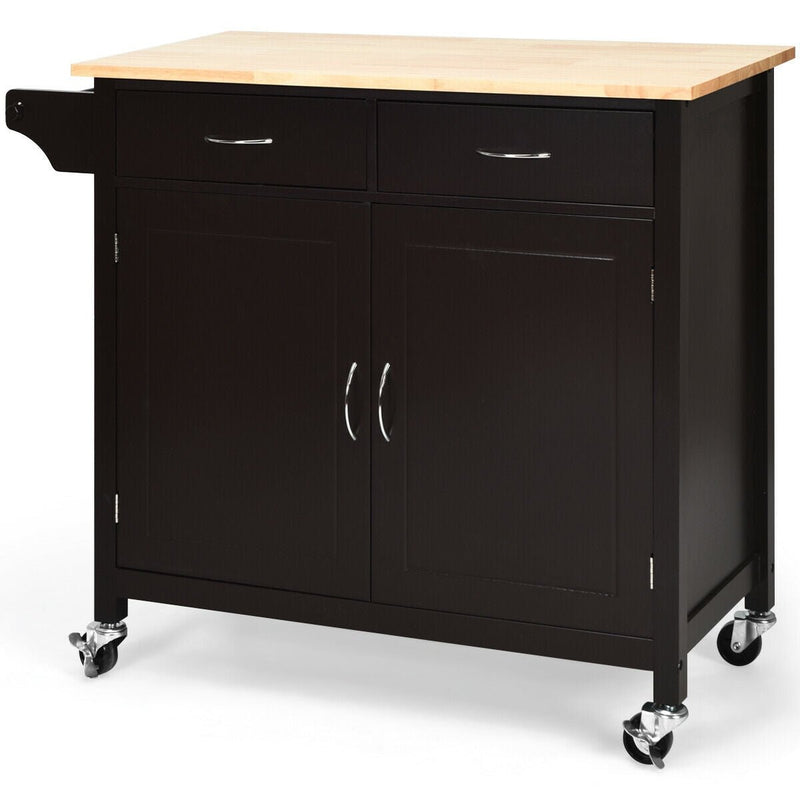 Modern Rolling Kitchen Cart Island with Wood Counter Top - Relaxacare