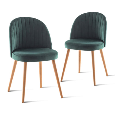 Modern Set of 2 Velvet Armless Chair for Living Room-Green - Relaxacare