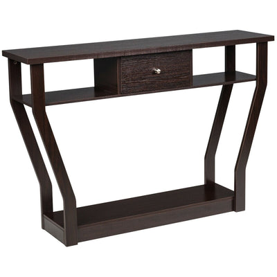 Modern Sofa Accent Table with Drawer-Brown - Relaxacare