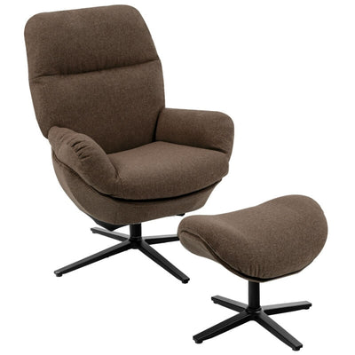 Modern Swivel Rocking Chair and Ottoman Set with Aluminum Alloy Base-Coffee - Relaxacare