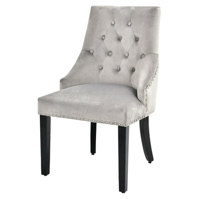 Modern Upholstered Button-Tufted Dining Chair with Naild Trim-Gray - Relaxacare