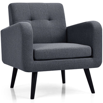 Modern Upholstered Comfy Accent Chair Single Sofa with Rubber Wood Legs-Gray - Relaxacare