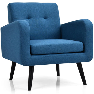 Modern Upholstered Comfy Accent Chair Single Sofa with Rubber Wood Legs-Navy - Relaxacare