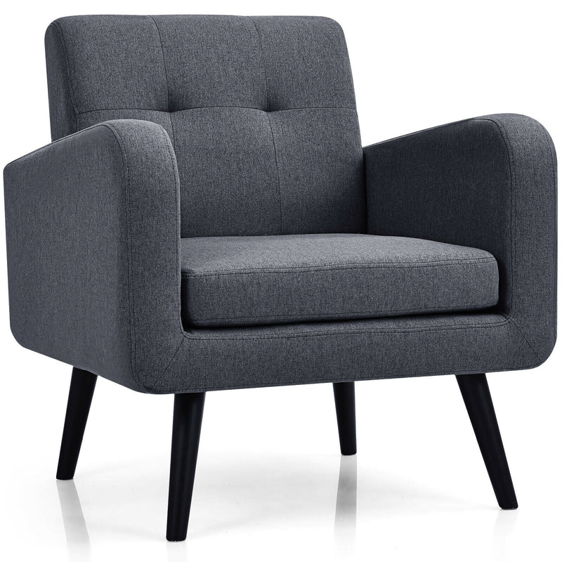 Modern Upholstered Comfy Accent Chair with Rubber Wood Legs - Relaxacare