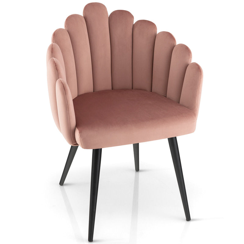 Modern Velvet Dining Chair with Metal Base and Petal Backrest - Relaxacare