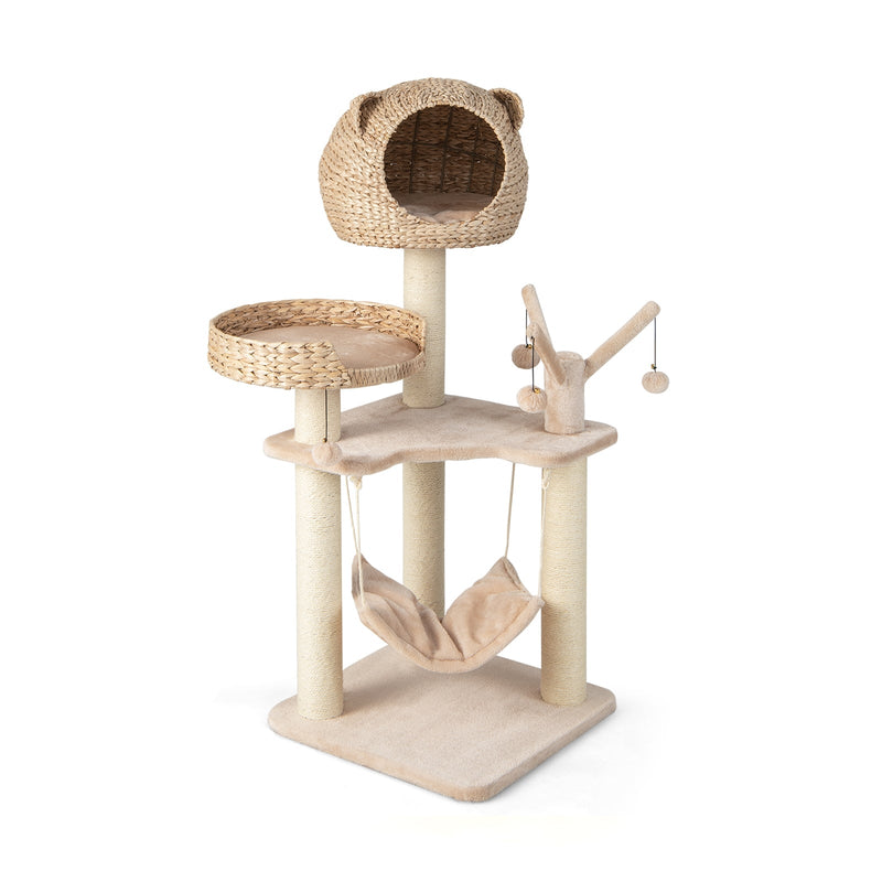 Multi-Level Cat Tree with Condo Hammock and Rotatable Hanging Balls - Relaxacare