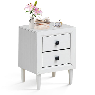 Multipurpose Retro Bedside Nightstand/ End Table with 2 Drawers-White - Relaxacare