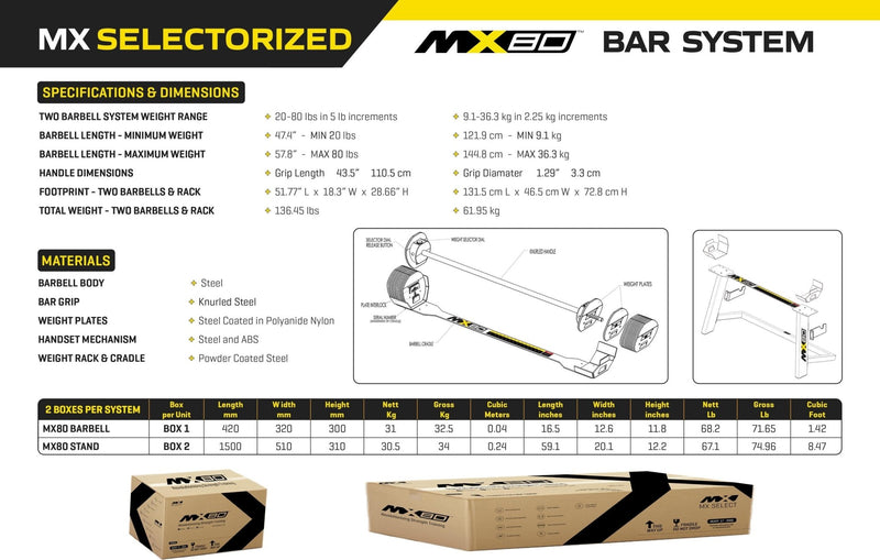 MX Select - MX80 Adjustable Barbell System - Relaxacare