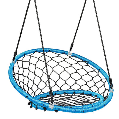 Net Hanging Swing Chair with Adjustable Hanging Ropes-Blue - Relaxacare