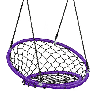 Net Hanging Swing Chair with Adjustable Hanging Ropes-Purple - Relaxacare