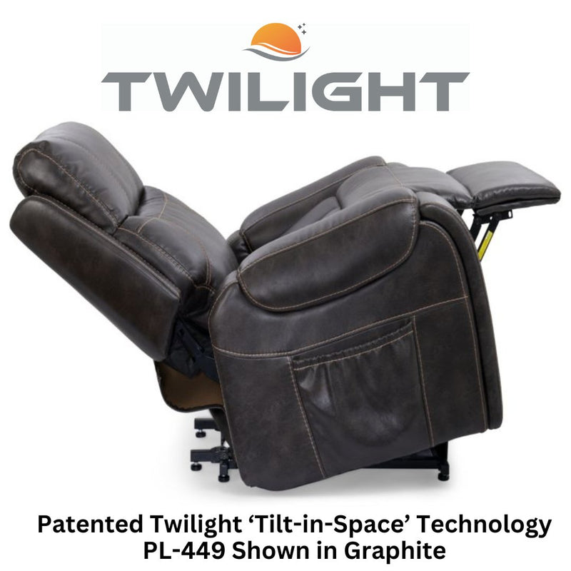 New Model-Ultra Comfort- Titan Twilight 5 Zone Comfort Lift Chair- Battery Back Up-Adjustable Head Rest - Relaxacare