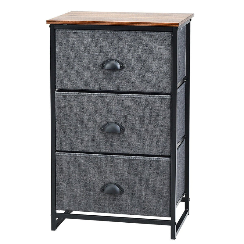 Nightstand Side Table Storage Tower Dresser Chest with 3 Drawers-Black - Relaxacare