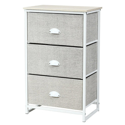 Nightstand Side Table Storage Tower Dresser Chest with 3 Drawers-Gray - Relaxacare