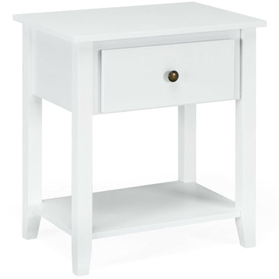 Nightstand with Drawer and Storage Shelf for Bedroom - Relaxacare