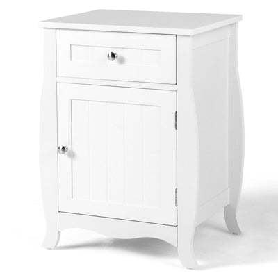 Nightstand with Drawer Cabinet and Curved Legs for Bedroom - Relaxacare
