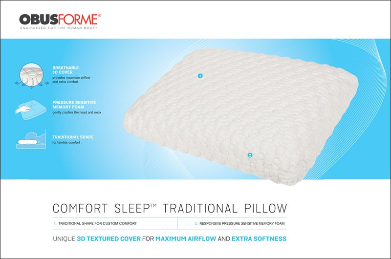 OBUSFORME Comfort Sleep Traditional Memory Foam Pillow - Relaxacare