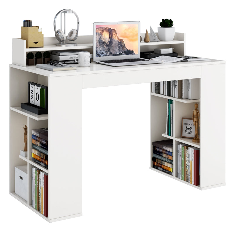 Office Computer Desk with Dual 3 Tier Bookshelf and Monitor Shelf - Relaxacare