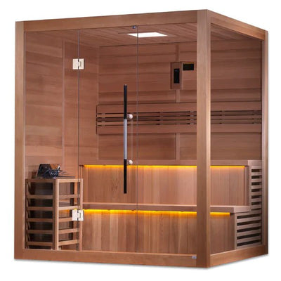 Open Box 2023 Golden Designs "Kuusamo Edition" Premium 6 Person Indoor Traditional Steam Sauna (GDI-7206-01) - Canadian Red Cedar Interior - Relaxacare