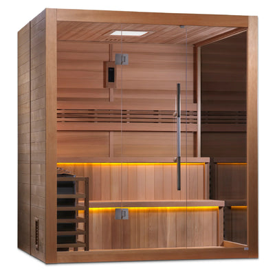 Open Box 2023 Golden Designs "Kuusamo Edition" Premium 6 Person Indoor Traditional Steam Sauna (GDI-7206-01) - Canadian Red Cedar Interior - Relaxacare