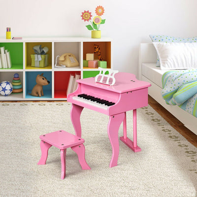 Open Box-30-key pink curved leg flip-top children's piano - Relaxacare