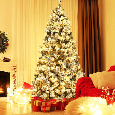 Open Box-6FT automatic folding 600 head flocking white PVC Christmas tree 250 warm white LED - Relaxacare