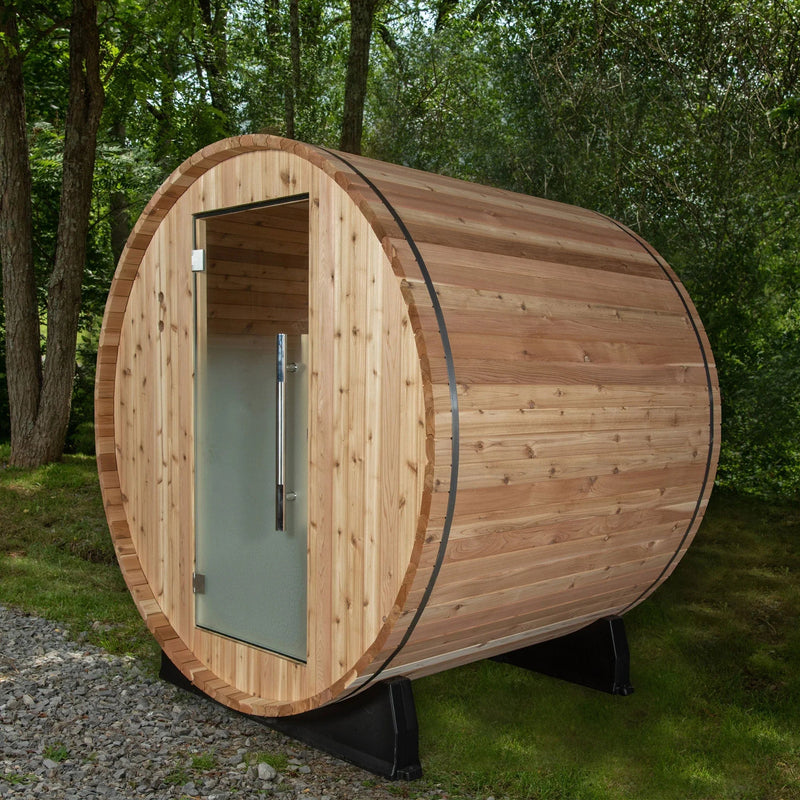 Open Box-ALMOST HEAVEN - Watoga - 6x5 Classic Barrel 4 Person Outdoor Sauna - Relaxacare